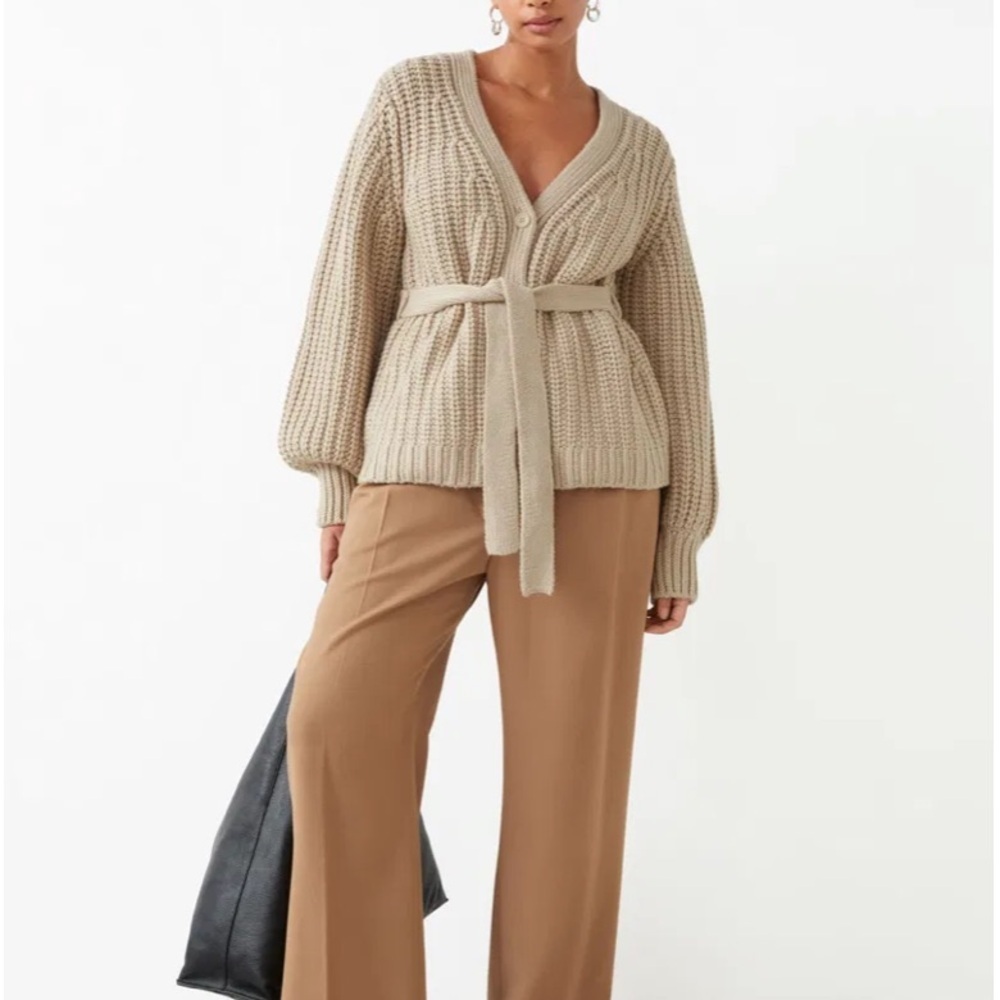 & OTHER STORIES LOS ANGELES ATELIER Chunky Wool Belted Cardigan Sweater - XS